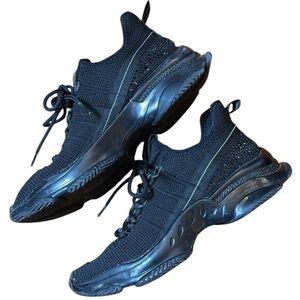 Mad Love Black Mandy Sneaker Chunky Heel Sparkle Stretch Fabric Upper Size 10